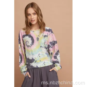 Wanita pullover tie dye atas sweatshirts